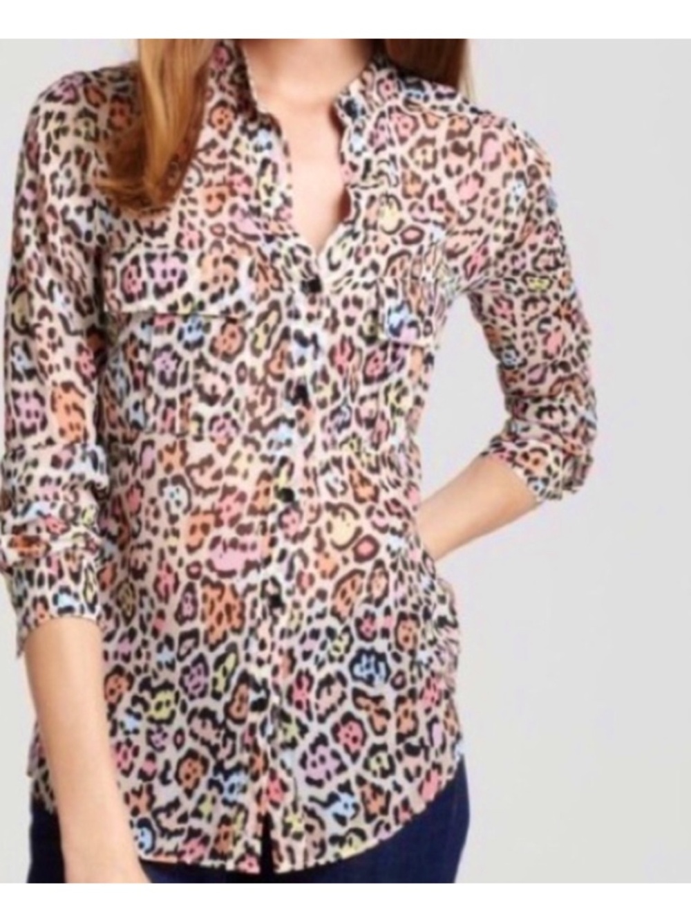 BCBG Max Azria Silk Leopard print blouse